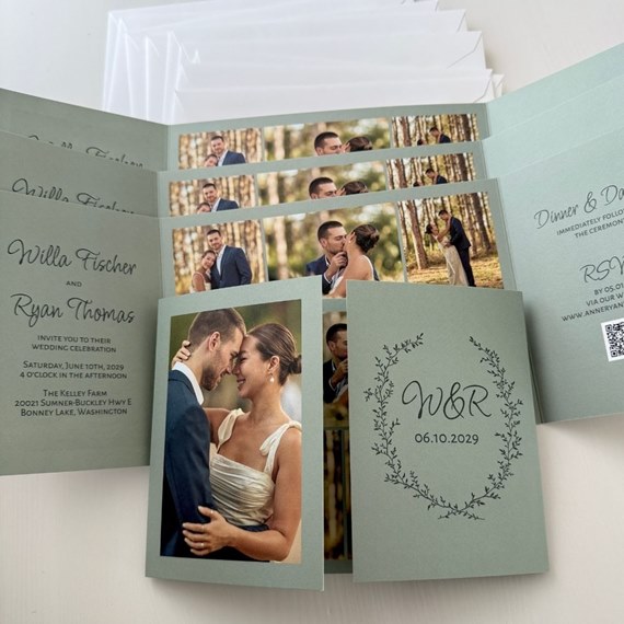 wedding invitations with photo placeholder and decorative elements